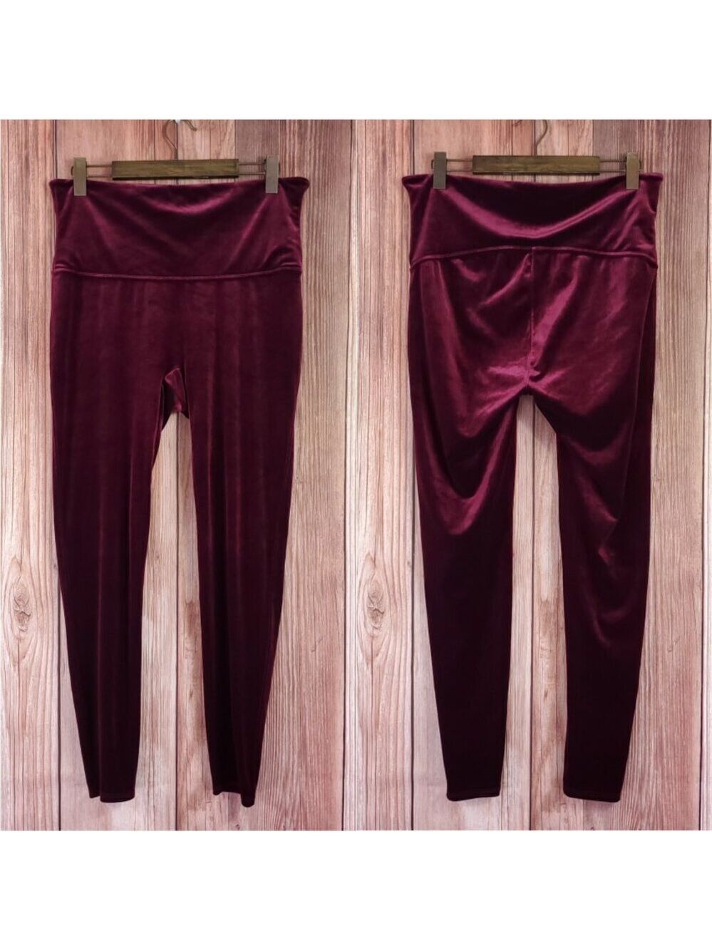 Spanx Womens Size 2X Velvet Leggings High Waisted Rich Burgundy 2070P